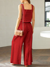 Load image into Gallery viewer, Square Neck Top and Wide Leg Pants Set