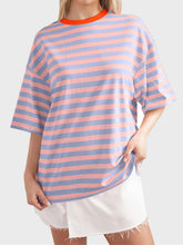 Load image into Gallery viewer, Striped Round Neck Half Sleeve T-Shirt