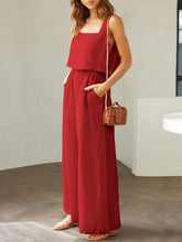 Load image into Gallery viewer, Square Neck Top and Wide Leg Pants Set