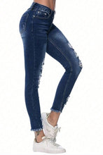 Load image into Gallery viewer, Distressed Raw Hem Jeans with Pockets