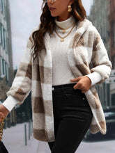 Load image into Gallery viewer, Plaid Long Sleeve Hooded Coat