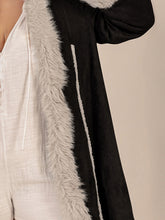 Load image into Gallery viewer, Plus Size Fuzzy Trim Open Front Long Sleeve Hooded Coat