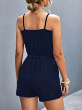 Load image into Gallery viewer, Pocketed Buckle Trim Scoop Neck Romper