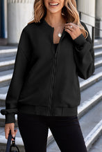 Load image into Gallery viewer, Texture Zip Up Baseball Collar Long Sleeve Jacket