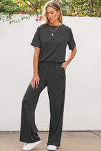Load image into Gallery viewer, Round Neck Short Sleeve Top and Pants Set