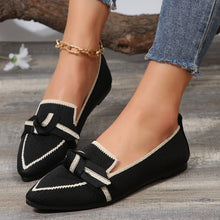 Load image into Gallery viewer, Bow Contrast Trim Point Toe Loafers