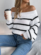 Load image into Gallery viewer, Striped Off-Shoulder Long Sleeve Sweater