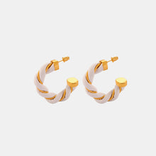 Load image into Gallery viewer, Twisted Leather Rope C-Hoop Earrings