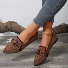 Load image into Gallery viewer, Bow Contrast Trim Point Toe Loafers