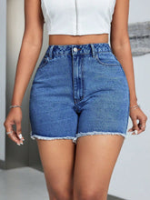Load image into Gallery viewer, Raw Hem High Waist Denim Shorts