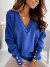Load image into Gallery viewer, V-Neck Long Sleeve Sweatshirt