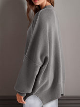 Load image into Gallery viewer, Double Take Side Slit Round Neck Long Sleeve Sweater