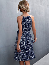 Load image into Gallery viewer, Layered Hem Tied Printed Sleeveless Dress