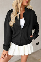 Load image into Gallery viewer, Texture Zip Up Baseball Collar Long Sleeve Jacket