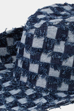 Load image into Gallery viewer, Fame Checkered Fringe Denim Cowboy Hat