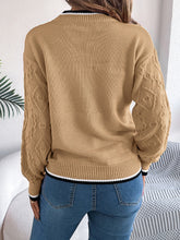 Load image into Gallery viewer, Contrast Trim Round Neck Long Sleeve Sweater
