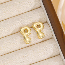 Load image into Gallery viewer, 18K Gold-Plated Bubble Letter Stud Earrings