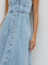 Load image into Gallery viewer, Sweetheart Neck Wide Strap Denim Dress