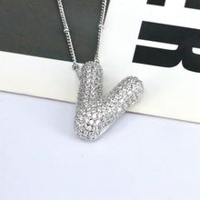 Load image into Gallery viewer, Copper Inlaid Zircon Letter Pendant Necklace