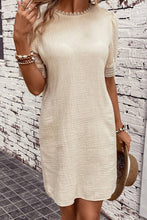 Load image into Gallery viewer, Lace Detail Round Neck Short Sleeve Mini Dress