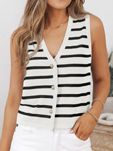 Load image into Gallery viewer, Striped V-Neck Knit Vest