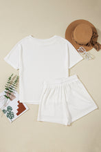 Load image into Gallery viewer, Round Neck Short Sleeve Top and Drawstring Shorts Set