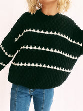 Load image into Gallery viewer, Contrast Stripes Round Neck Long Sleeve Sweater