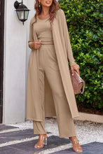 Load image into Gallery viewer, Drawstring Tank, Long Sleeve Cover Up and Pants Set