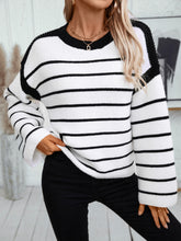Load image into Gallery viewer, Striped Round Neck Long Sleeve Sweater