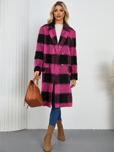 Load image into Gallery viewer, Plaid Double-Breasted Long Sleeve Coat