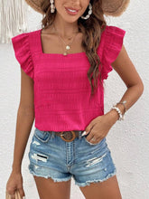 Load image into Gallery viewer, Ruffled Square Neck Cap Sleeve Blouse