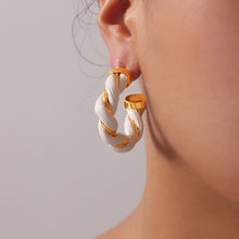 Load image into Gallery viewer, Twisted Leather Rope C-Hoop Earrings