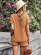 Load image into Gallery viewer, Notched Short Sleeve Top and Shorts Set