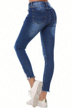 Load image into Gallery viewer, Distressed Raw Hem Jeans with Pockets
