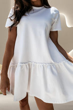 Load image into Gallery viewer, Ruffle Hem Round Neck Short Sleeve Mini Dress