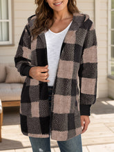 Load image into Gallery viewer, Plaid Long Sleeve Hooded Coat