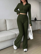 Load image into Gallery viewer, Honey Zip Up Long Sleeve Top and Pants Set