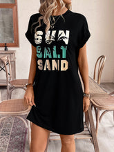 Load image into Gallery viewer, Letter Graphic Round Neck Short Sleeve Mini Tee Dress