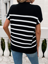 Load image into Gallery viewer, Striped Mock Neck Short Sleeve Sweater