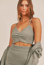 Load image into Gallery viewer, MABLE 3 Pieces Sweater Set with Crop Cami, Mini Skirt, Cardigan