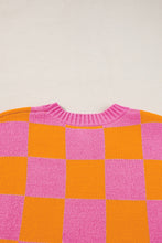Load image into Gallery viewer, Checkered Round Neck Short Sleeve Sweater