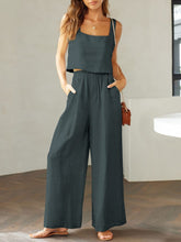 Load image into Gallery viewer, Square Neck Top and Wide Leg Pants Set