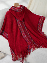 Load image into Gallery viewer, Fringe Half Sleeve Hooded Poncho