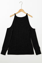 Load image into Gallery viewer, Round Neck Cold Shoulder Long Sleeve Top