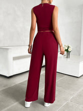 Load image into Gallery viewer, Mock Neck Sleeveless Top and Drawstring Pants Set