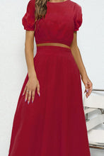 Load image into Gallery viewer, Puff Sleeve Crop Top and Maxi Skirt Set