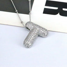 Load image into Gallery viewer, Copper Inlaid Zircon Letter Pendant Necklace