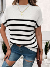 Load image into Gallery viewer, Striped Mock Neck Short Sleeve Sweater