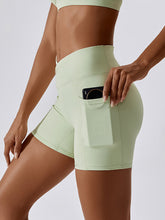 Load image into Gallery viewer, Ruched Pocketed High Waist Active Shorts