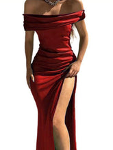 Load image into Gallery viewer, Split Ruched Off-Shoulder Dress